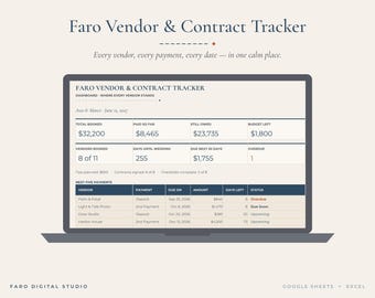 Wedding Vendor Tracker Spreadsheet, Google Sheets & Excel Payment, Contract and Quote Tracker