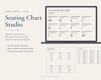 Wedding Seating Chart Template, Google Sheets & Excel Table Planner and Guest List Tracker