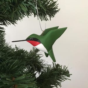 Flying Hummingbird ornament: Hand Carved and Hand Painted by me at my shop in Maine