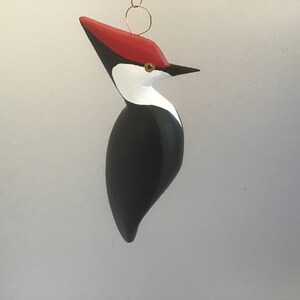 Pileated Woodpecker ornament: Hand Carved and Hand Painted by me at my shop in Maine