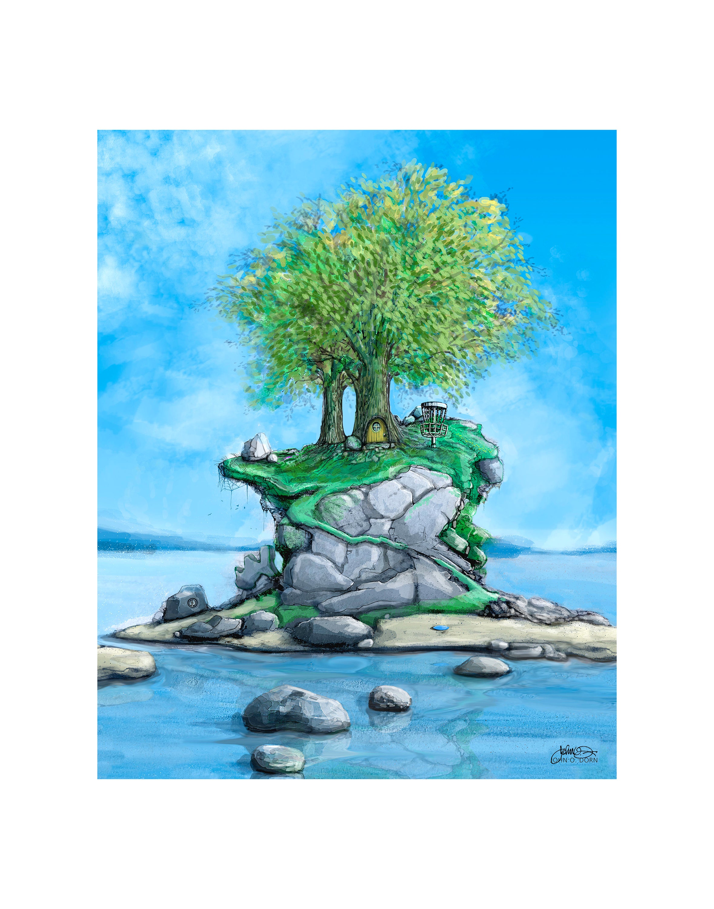 Disc Golf Art Island Green. Disc Golf Art Print. Disc Golf ...