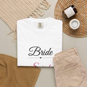 Gepersonaliseerd bruidsshirt, T-shirt met eigen naam voor de bruid, elegant T-shirt met opdruk 'Bride To Be', bruidstop voor vrijgezellenfeest, cadeau voor de toekomstige mevrouw afbeelding 4