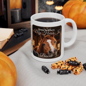 Personalised Horse Photo Mug, Home Is Where My Horse Is, Custom Horse Name Mug, Equestrian Gift, Horse Owner Gift, Pony Mum Mug 11oz 画像 7