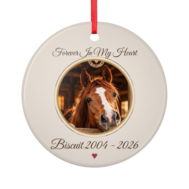 Horse Memorial Ornament, Personalised Horse Photo Keepsake, Forever In My Heart, Loss of Horse Gift, Horse Sympathy Gift, Rainbow Bridge 画像 2