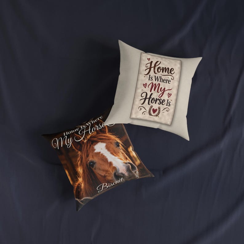 Personalised Horse Photo Cushion, Home Is Where My Horse Is Pillow, Custom Horse Name Cushion, Equestrian Gift, Horse Owner Gift image 6