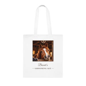 Bolsa personalizada para el cuidado del caballo, bolsa con foto personalizada del caballo, bolsa para el establo con el nombre del caballo, regalo ecuestre, regalo para mamás de ponis, bolsa de aseo. imagen 1