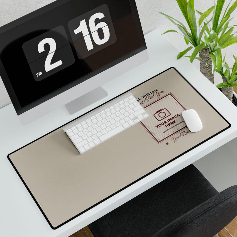 Personalised Photo Desk Mat, Large Custom Name Desk Pad, Your Image Here, Office Gift for Him or Her, Family Pet Photo Desk Gift image 3