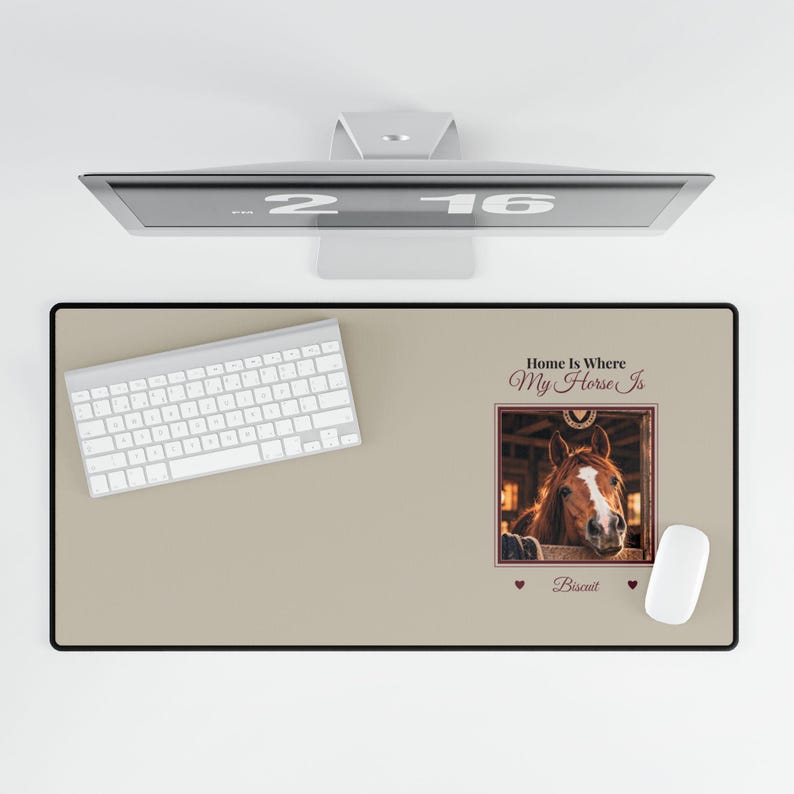 Personalised Horse Photo Desk Mat, Large Custom Horse Name Desk Pad, Home Is Where My Horse Is, Equestrian Office Gift, Horse Owner Gift image 4