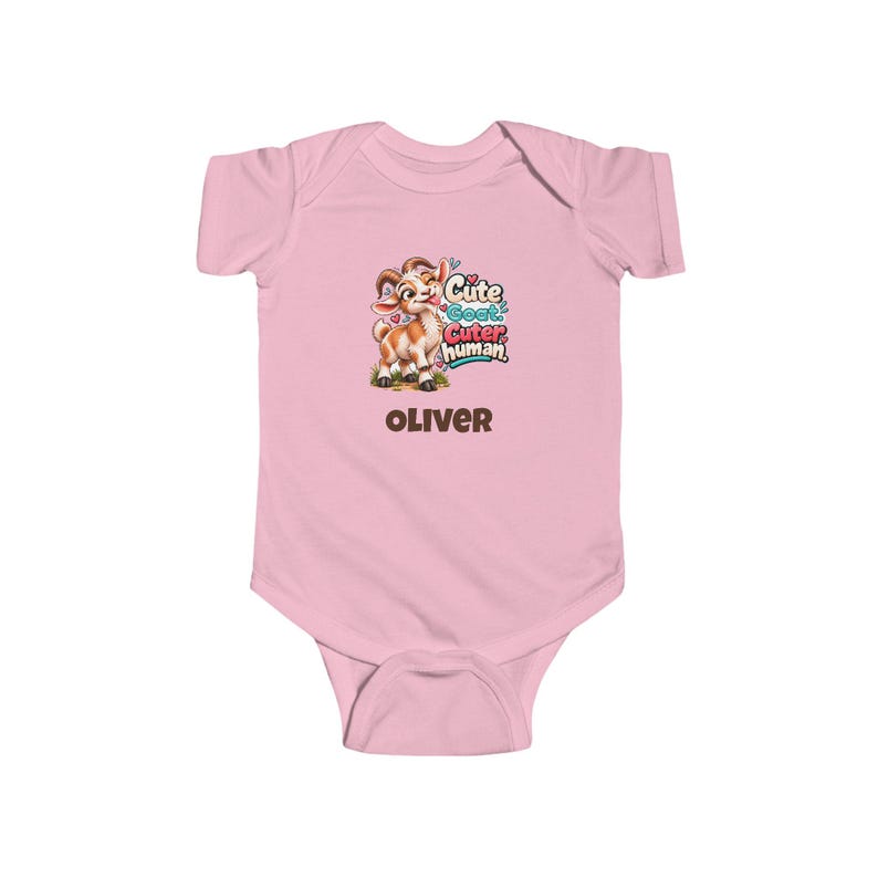 Personalised Baby Bodysuit, Cute Goat Cuter Human Baby Vest, Custom Name Baby Grow, Baby Shower Gift, New Baby Gift image 4