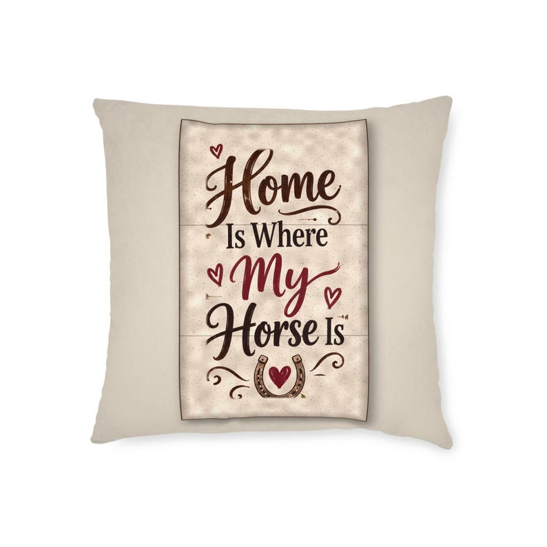 Personalised Horse Photo Cushion, Home Is Where My Horse Is Pillow, Custom Horse Name Cushion, Equestrian Gift, Horse Owner Gift image 4