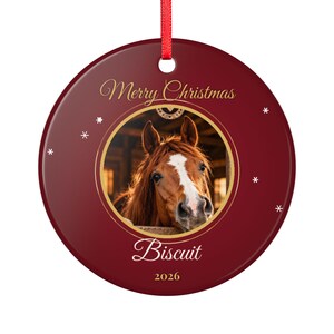 Personalised Horse Photo Christmas Ornament, Custom Horse Name Bauble 2026, Equestrian Christmas Gift, Horse Owner Tree Decoration Bild 2