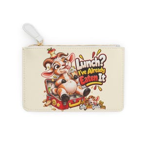 Personalised Lunch Already Eaten Mini Clutch Bag, Custom Name Zip Purse Makeup Bag, Funny Goat Gift, Foodie Gift, Gift for Her image 2