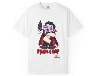 I Vant a Nap Funny Vampire Halloween T-Shirt, Tired Sleepy Halloween Tee, Cute Vampire Shirt, Comfort Colors Gift for Him or Her