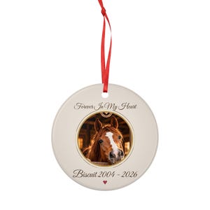 Horse Memorial Ornament, Personalised Horse Photo Keepsake, Forever In My Heart, Loss of Horse Gift, Horse Sympathy Gift, Rainbow Bridge 画像 3
