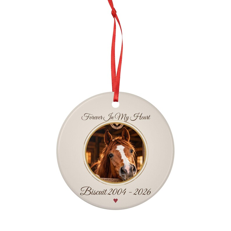 Horse Memorial Ornament, Personalised Horse Photo Keepsake, Forever In My Heart, Loss of Horse Gift, Horse Sympathy Gift, Rainbow Bridge 画像 3