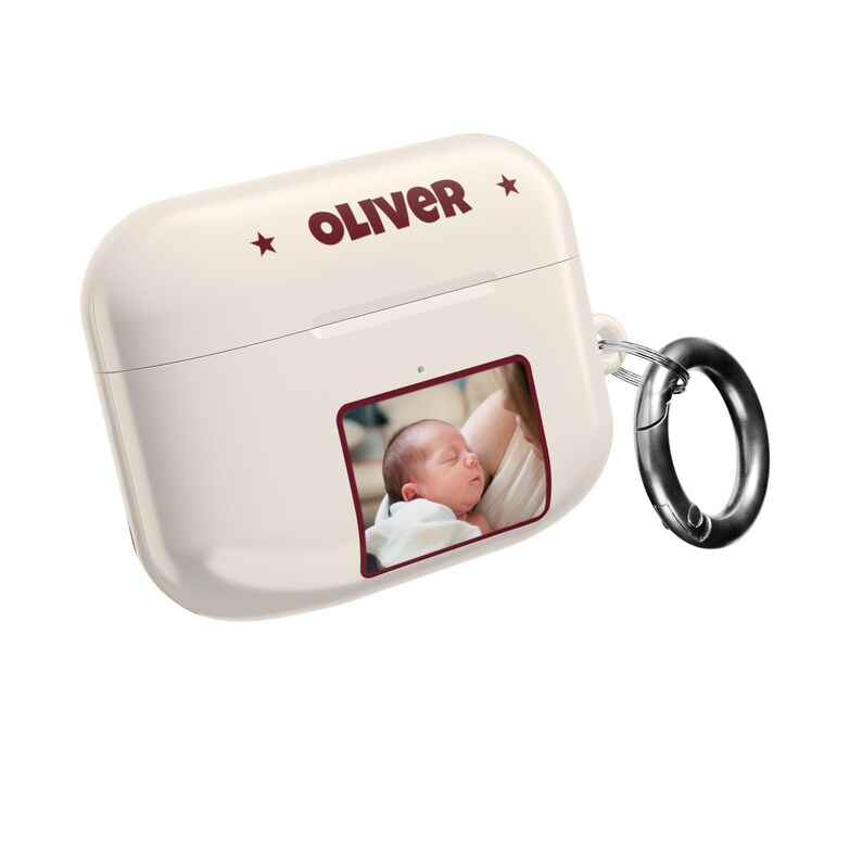 Funda personalizada para AirPods con foto de bebé, funda para auriculares con nombre personalizado, compatible con Pro y Gen 1-4, regalo para papá primerizo, regalo para mamá primeriza imagen 3