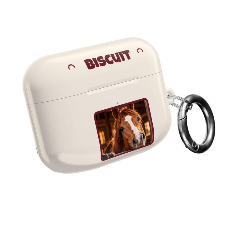 Personalised Horse Photo AirPods Case, Custom Name Earbud Case Cover, Fits Pro and Gen 1-4, Equestrian Gift, Horse Lover Gift image 3