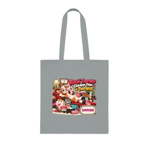 Personalised Retail Therapy Tote Bag, Custom Name Cotton Shopping Bag, Funny Goat Gift, Shopaholic Gift, Gift for Her image 2