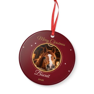 Personalised Horse Photo Christmas Ornament, Custom Horse Name Bauble 2026, Equestrian Christmas Gift, Horse Owner Tree Decoration Bild 5
