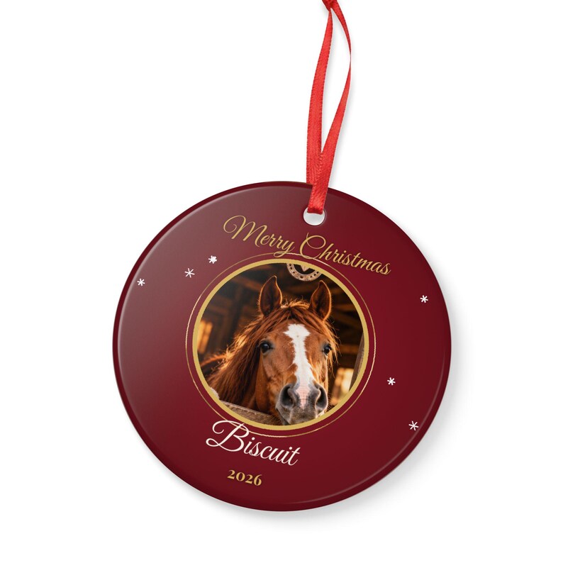 Personalised Horse Photo Christmas Ornament, Custom Horse Name Bauble 2026, Equestrian Christmas Gift, Horse Owner Tree Decoration Bild 5