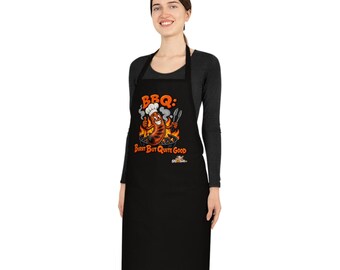 BBQ Burnt But Quite Good Funny Apron, BBQ Gift for Dad, Barbecue Apron for Men, Grill Master Fathers Day Gift, Kitchen Humour