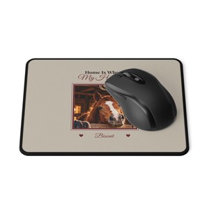 Personalised Horse Photo Mouse Mat, Custom Horse Name Mouse Pad, Home Is Where My Horse Is, Equestrian Desk Gift, Horse Owner Gift image 3