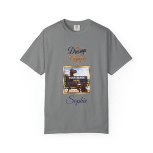Personalised Dressage Queen T-Shirt, Your Horse Photo & Name, Custom Dressage Shirt, Dressage Rider Gift, Equestrian Gift, Horse Lover Tee image 3