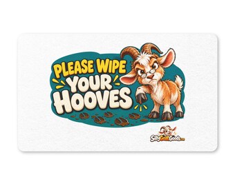 Please Wipe Your Hooves Funny Goat Doormat, Farmhouse Welcome Mat, Goat Lover Gift, Muddy Boots Door Mat, Smallholder Gift