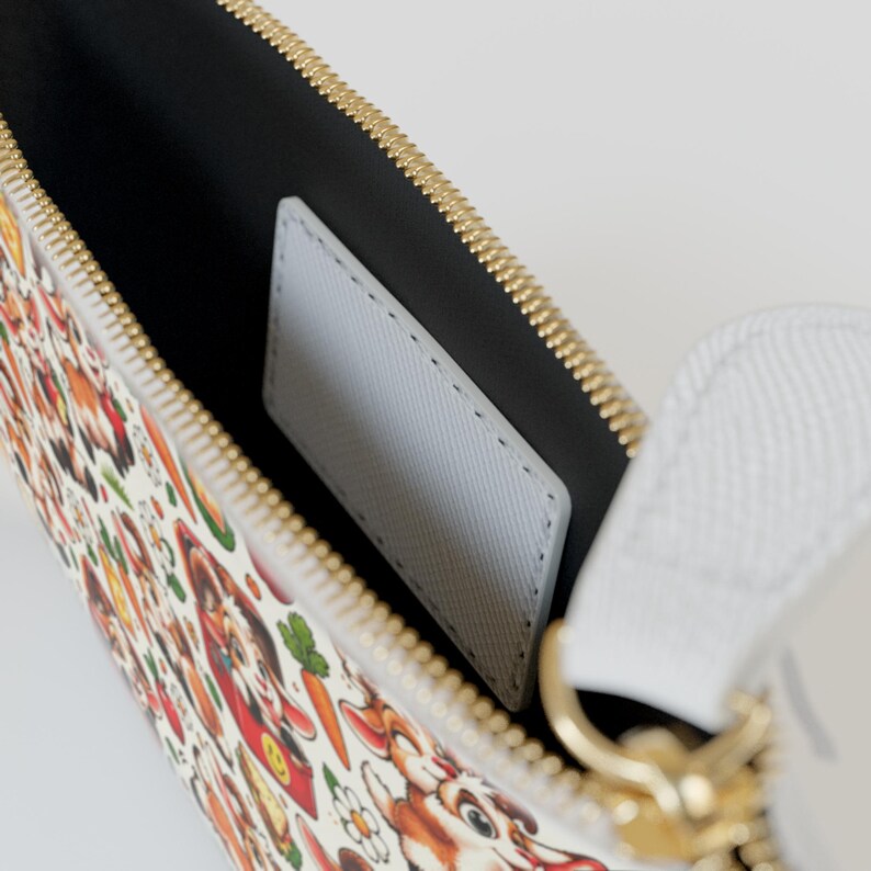Personalised Goat Lunch Pattern Mini Clutch Bag, Custom Name Zip Purse Makeup Bag, Funny Goat Gift, Foodie Gift, Gift for Her image 3