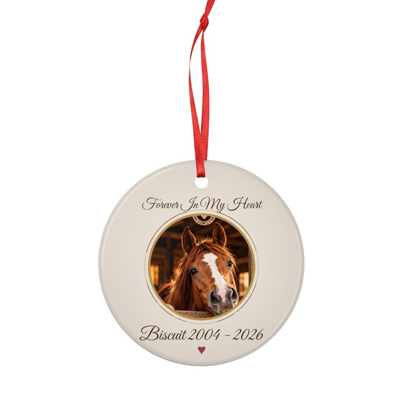 Horse Memorial Ornament, Personalised Horse Photo Keepsake, Forever In My Heart, Loss of Horse Gift, Horse Sympathy Gift, Rainbow Bridge 画像 4