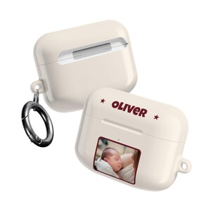 Funda personalizada para AirPods con foto de bebé, funda para auriculares con nombre personalizado, compatible con Pro y Gen 1-4, regalo para papá primerizo, regalo para mamá primeriza imagen 5