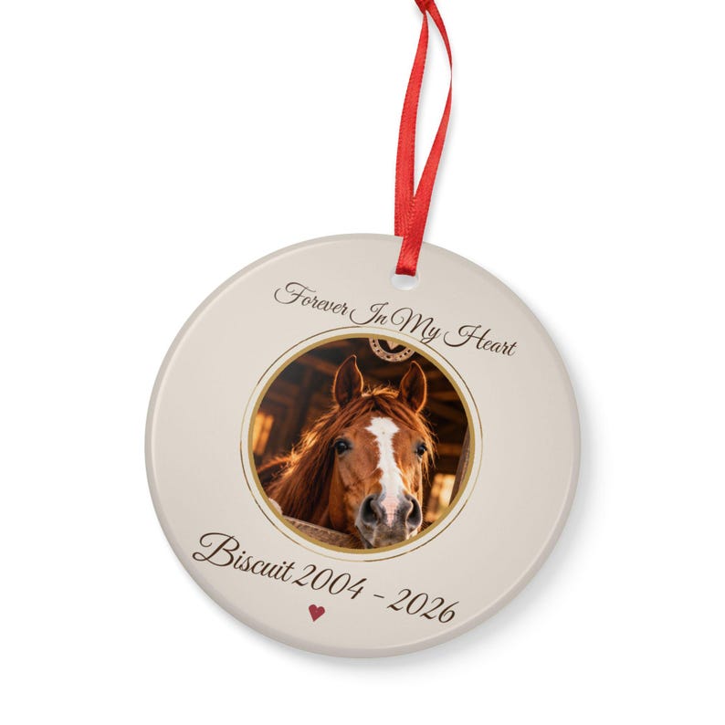 Horse Memorial Ornament, Personalised Horse Photo Keepsake, Forever In My Heart, Loss of Horse Gift, Horse Sympathy Gift, Rainbow Bridge 画像 5