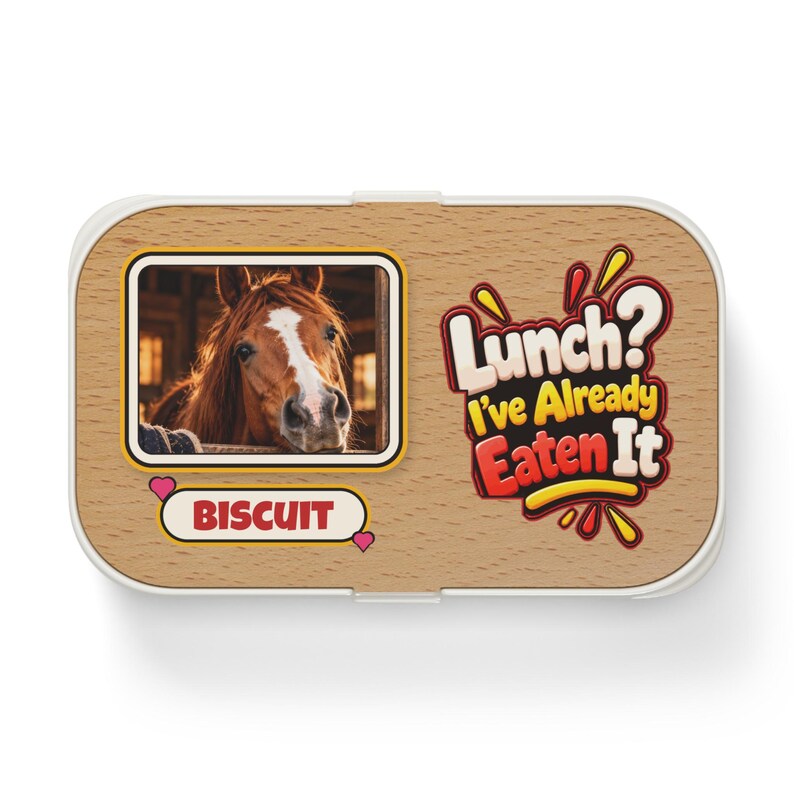Personalised Horse Photo Bento Lunch Box, Custom Name Lunch Box, Lunch? I've Already Eaten It, Equestrian Gift, Horse Lover Gift image 1