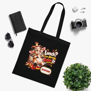 Gepersonaliseerde lunchtas met opdruk "Lunch already eat", katoenen boodschappentas met eigen naam, grappig geitencadeau, cadeau voor foodies, cadeau voor haar afbeelding 9