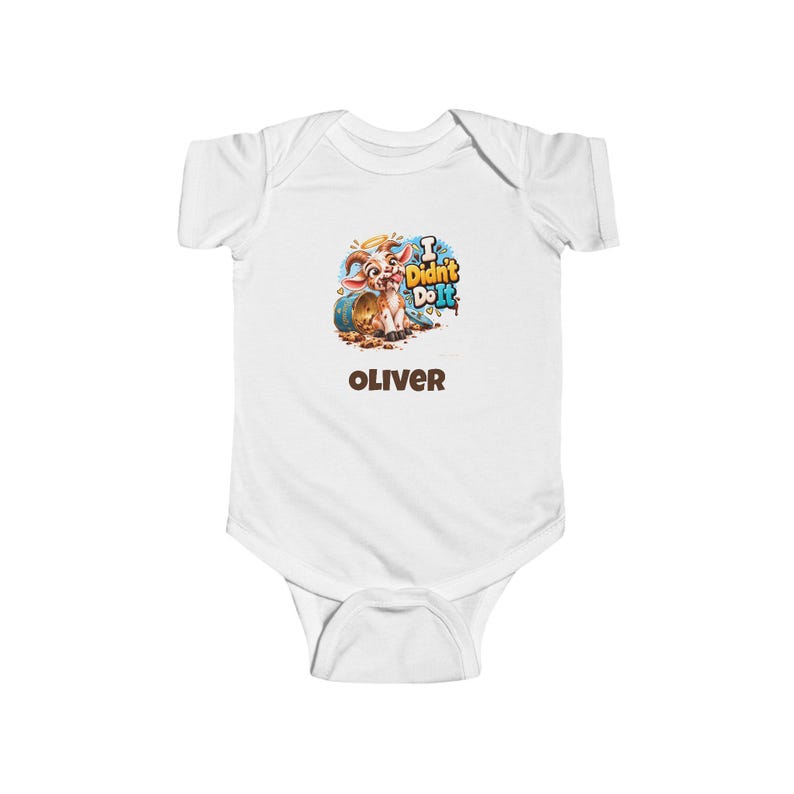 Personalised Baby Bodysuit, I Didn't Do It Funny Goat Baby Vest, Custom Name Baby Grow, Baby Shower Gift, New Baby Gift image 1