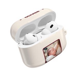 Funda personalizada para AirPods con foto de bebé, funda para auriculares con nombre personalizado, compatible con Pro y Gen 1-4, regalo para papá primerizo, regalo para mamá primeriza imagen 4