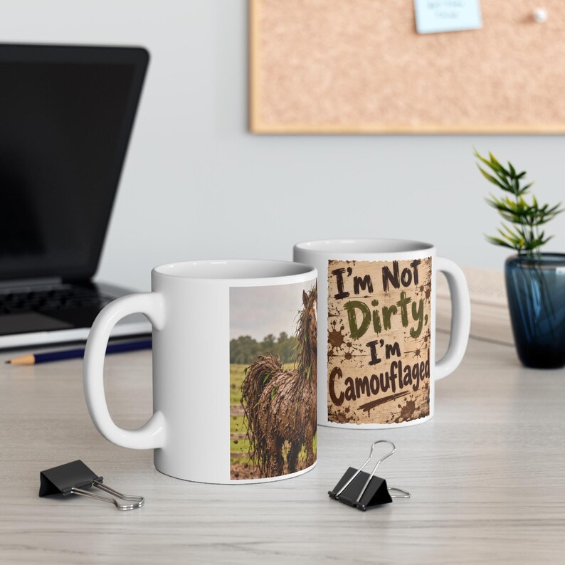 Personalised Muddy Horse Mug, Your Horse Photo, I'm Not Dirty I'm Camouflaged, Custom Pony Mug, Horse Lover Gift 11oz Bild 3