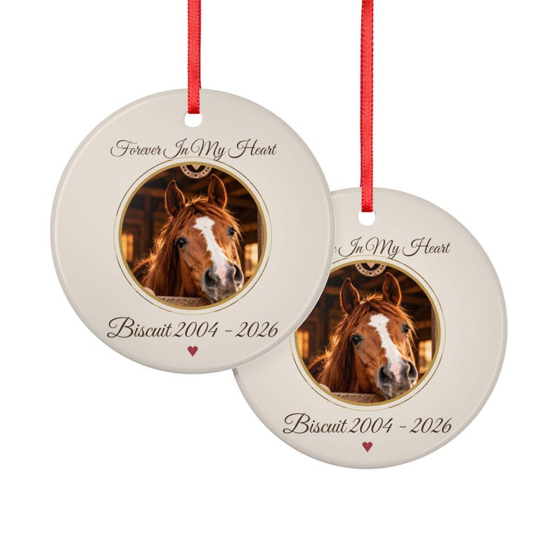 Horse Memorial Ornament, Personalised Horse Photo Keepsake, Forever In My Heart, Loss of Horse Gift, Horse Sympathy Gift, Rainbow Bridge 画像 6