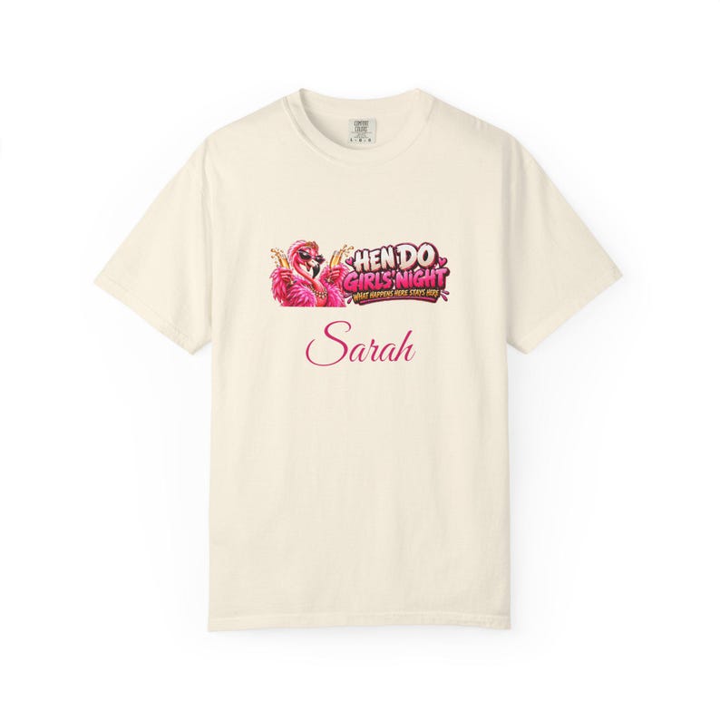 Personalised Hen Do T-Shirt, Custom Name Hen Party Shirt, Girls Night Tee, Bride Squad Top, Flamingo Hen Party Gift image 5
