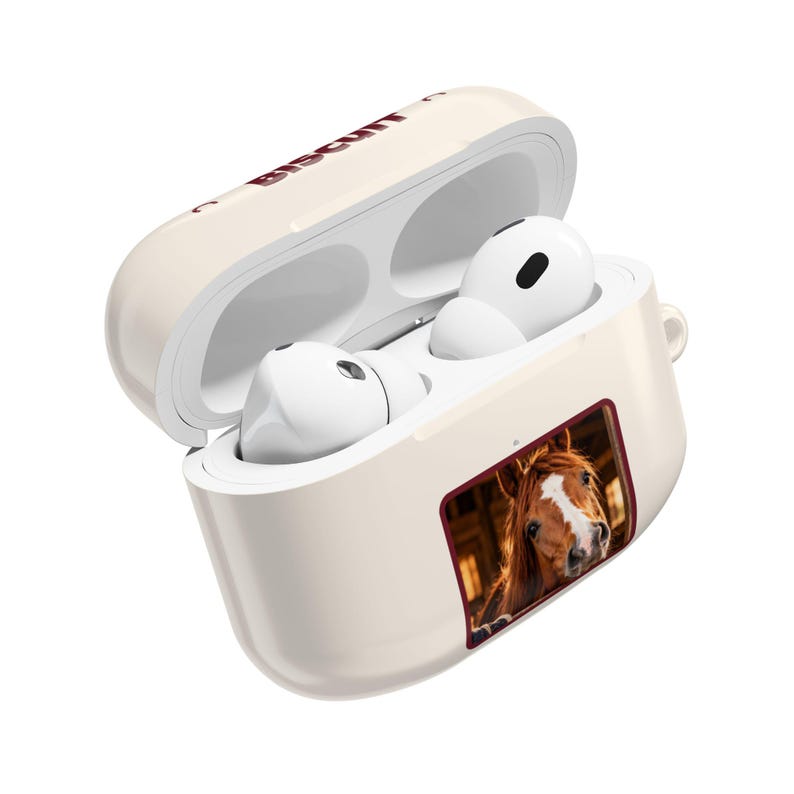 Personalised Horse Photo AirPods Case, Custom Name Earbud Case Cover, Fits Pro and Gen 1-4, Equestrian Gift, Horse Lover Gift image 4