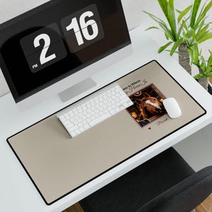 Personalised Horse Photo Desk Mat, Large Custom Horse Name Desk Pad, Home Is Where My Horse Is, Equestrian Office Gift, Horse Owner Gift image 3