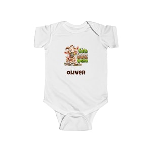 Personalised Baby Bodysuit, Eats Everything Regrets Nothing Goat Baby Vest, Custom Name Baby Grow, Baby Shower Gift, New Baby Gift image 1
