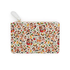 Personalised Goat Lunch Pattern Mini Clutch Bag, Custom Name Zip Purse Makeup Bag, Funny Goat Gift, Foodie Gift, Gift for Her image 2