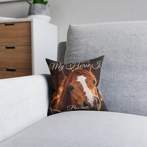 Personalised Horse Photo Cushion, Home Is Where My Horse Is Pillow, Custom Horse Name Cushion, Equestrian Gift, Horse Owner Gift image 7