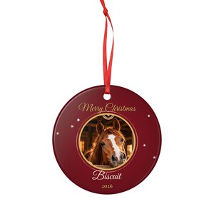 Personalised Horse Photo Christmas Ornament, Custom Horse Name Bauble 2026, Equestrian Christmas Gift, Horse Owner Tree Decoration Bild 3
