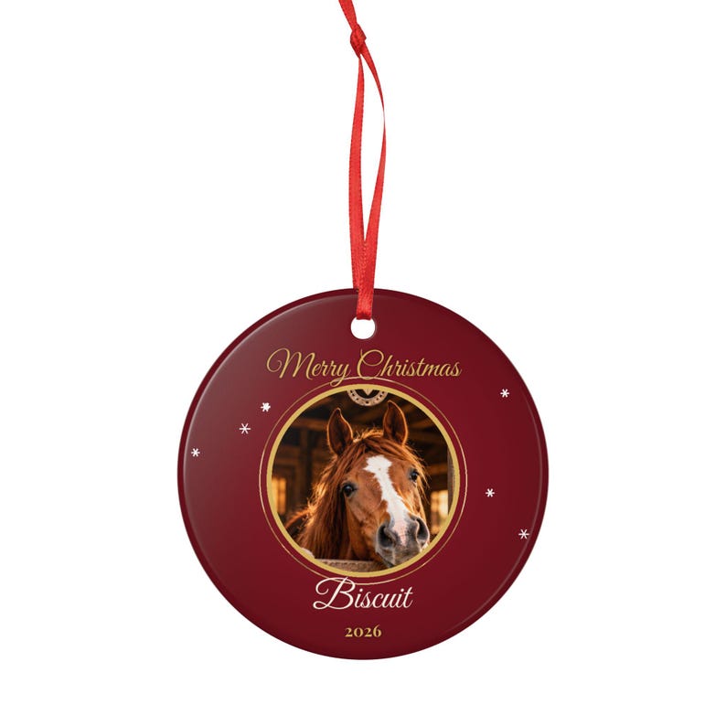 Personalised Horse Photo Christmas Ornament, Custom Horse Name Bauble 2026, Equestrian Christmas Gift, Horse Owner Tree Decoration Bild 3