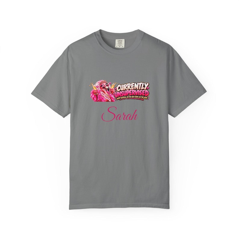 Personalised Currently Unsupervised Hen Party T-Shirt, Custom Name Hen Do Shirt, Funny Flamingo Hen Tee 画像 6