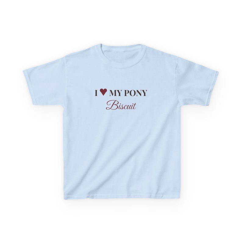 Personalised Kids Pony T-Shirt, I Love My Pony Custom Name Tee, Childrens Horse Shirt, Pony Club Gift, Horse Riding Kids Gift image 3