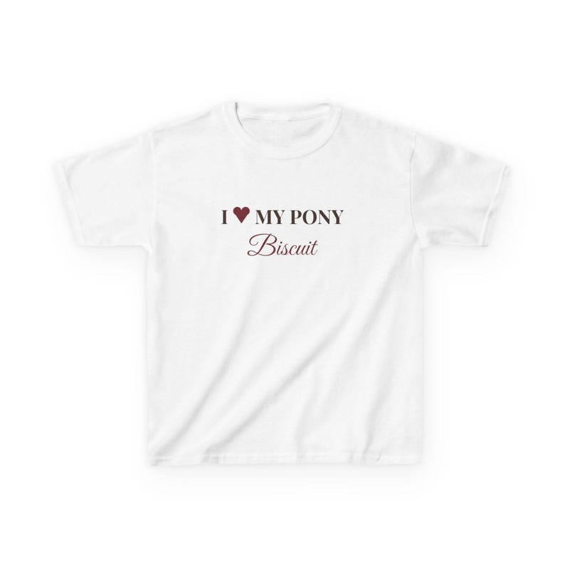 Personalised Kids Pony T-Shirt, I Love My Pony Custom Name Tee, Childrens Horse Shirt, Pony Club Gift, Horse Riding Kids Gift image 1