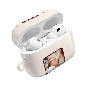 Funda personalizada para AirPods con foto de bebé, funda para auriculares con nombre personalizado, compatible con Pro y Gen 1-4, regalo para papá primerizo, regalo para mamá primeriza imagen 10
